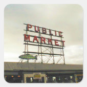 Openbare markt in Seattle, WA Vierkante Sticker (Voorkant)
