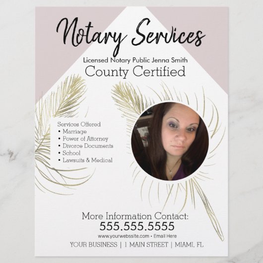 Openbare notarisdiensten Roze Gold Foto Business Flyer (Voorkant)