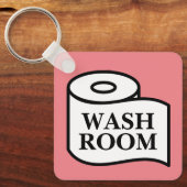 Openbare wasruimte wc-papierrol symbool vierkant sleutelhanger (Voorkant)