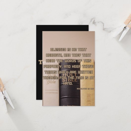 Openbaring 1:3 KJV Bijbel Schrift Pic Groet Kaart (Voorkant / Achterkant in situ)