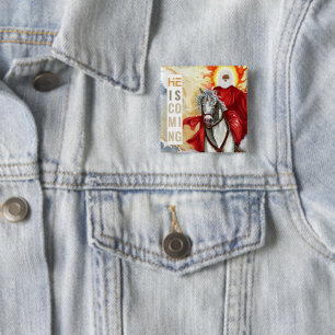 Openbaring De tweede aankomende Armageddon Apocaly Vierkante Button 5,1 Cm