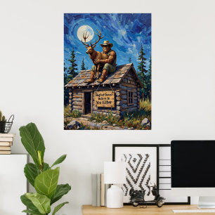 Openbaring op het dak: de maanverlichte omhelzing  poster