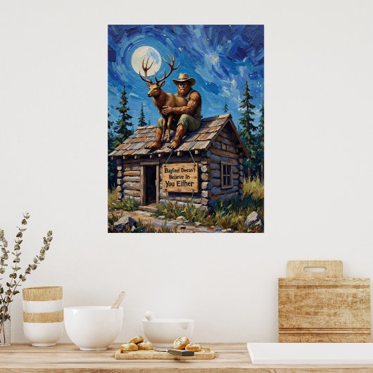 Openbaring op het dak: de maanverlichte omhelzing poster (Keuken)