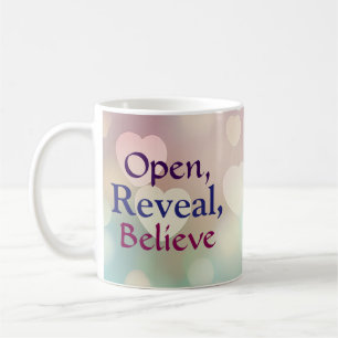 Openen, onthullen, geloven koffiemok