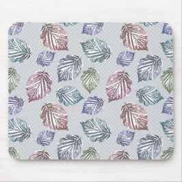 Opengewerkte bladeren op een lichtgrijze achtergro muismat