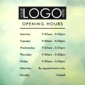 Opening Hours Simple Professional Business Logo Raamsticker (Vel 3)