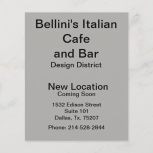 Opening restaurant, nieuwe locatie flyer