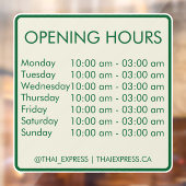 Openingstijden - 4x4 - Engels Raamsticker (Vel 2)