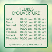 Openingstijden - 4x4 - Frans Raamsticker (Vel 3)