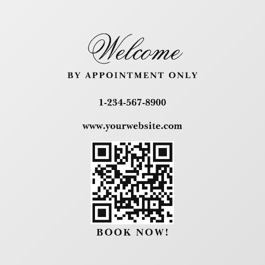 Openingstijden afspraak alleen elegant raamsticker (Vel)