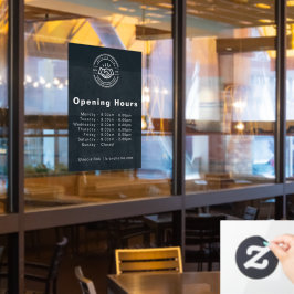 Openingstijden - Bedrijfslogo Openingstijden Zwart Raamsticker