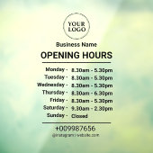 Openingstijden | Bedrijfslogo Openingstijden Zwart Raamsticker (Vel 3)