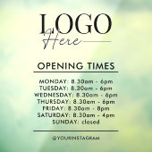 Openingstijden business Logo modern zwart Raamsticker (Vel 3)