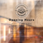 Openingstijden Business Logo Transparent Black Raamsticker (Vel 2)
