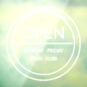 Openingstijden Cirkel Raamsticker (Vel 3)