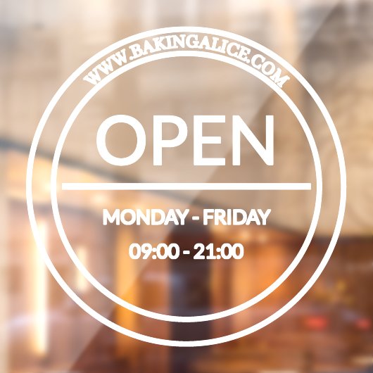 Openingstijden Cirkel Raamsticker (Vel 2)