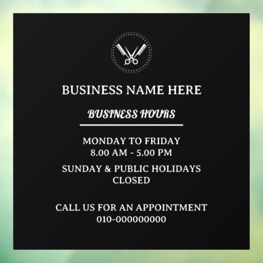 Openingstijden Kapperszaak Winkel Openingstijden Raamsticker (Vel 3)