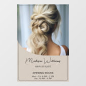 Openingstijden Kapsalon Beige Raamsticker (Vel)