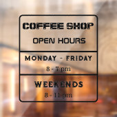 Openingstijden Koffiezaak Bedrijfstijden  Raamsticker (Vel 2)