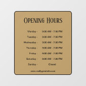 Openingstijden l Black Script Bedrijfstijd  Raamsticker (Vel)