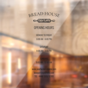 Openingstijden Lokale bakkerij Winkelvenster Raamsticker