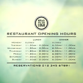 Openingstijden lunch diner restaurant met aangepas raamsticker (Vel 3)