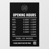 Openingstijden met QR-code en zakelijke logo Raamsticker (Vel)