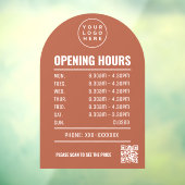 Openingstijden met QR-code Logo Terracotta Arch Raamsticker (Vel 3)