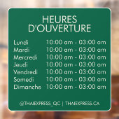 Openingstijden - Omgekeerd Raamsticker (Vel 2)