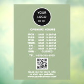 Openingstijden Sage Green Zakelijk Logo QR Code Raamsticker (Vel 3)