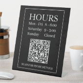 Openingstijden Teken, QR-code genereren, Wit & Zwa Reclamebord Met Voetstuk (Insitu)