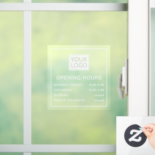 Openingstijden toevoegen logo wit en transparant raamsticker (Huis)
