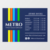 Openingstijden Urban Modern Vertical Stripes Logo Raamsticker (Vel)