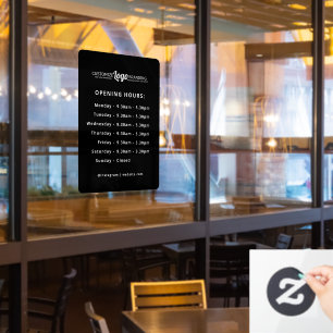 Openingstijden Uren Zakelijk Logo Zwart Raamsticker