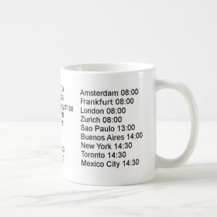 Openingstijden van de mondiale aandelenmarkt koffiemok