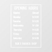 Openingstijden van winkel of openingstijden raamsticker (Vel)