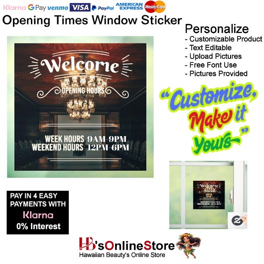 Openingstijden Venster Sticker  2