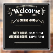 Openingstijden Venster Sticker  Sjabloon (Vel 2)
