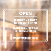 Openingstijden Website Transparant Raamsticker (Vel 2)