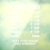 Openingstijden winkel of openingstijden raamsticker (Vel 3)