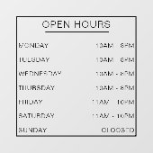 Openingstijden Winkel Winkel Openingstijden Raamsticker (Vel)
