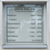 Openingstijden Winkel Winkel Openingstijden Raamsticker