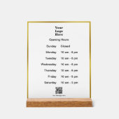 Openingstijden Wit Goud Business Logo QR Code Acryl Bord (Voorkant)