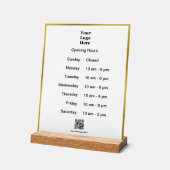 Openingstijden Wit Goud Business Logo QR Code Acryl Bord (Hoek)