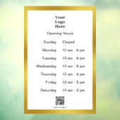 Openingstijden Wit Goud Business Logo QR Code Raamsticker (Vel 3)