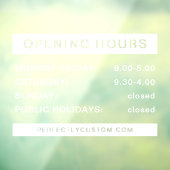 Openingstijden witte en transparante vensterafdekk raamsticker (Vel 3)