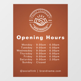Openingstijden Zakelijk Logo Openingsuren Raamsticker