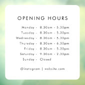 Openingstijden | Zakelijke openingstijden Modern Raamsticker (Vel 3)