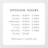 Openingstijden | Zakelijke openingstijden Modern Raamsticker (Vel)