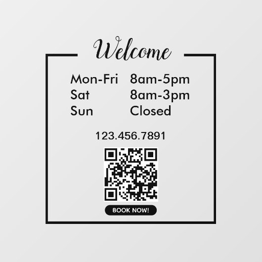 Openingstijden Zakelijke openingstijden Zwart Raamsticker (Vel)